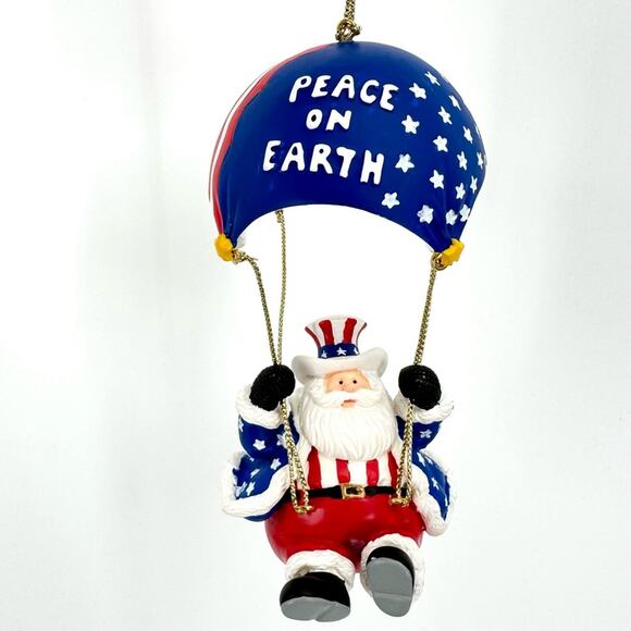 Vintage Lenox Stars and Stripes‎ Santa Ornament Patriotic Peace on Earth 2002 - Picture 7 of 7